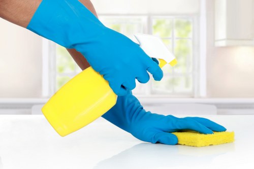 Office cleaning team working in a BR1 office reception area